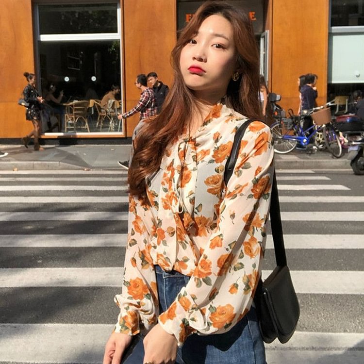 Floral Print Chiffon Blouse YP4510