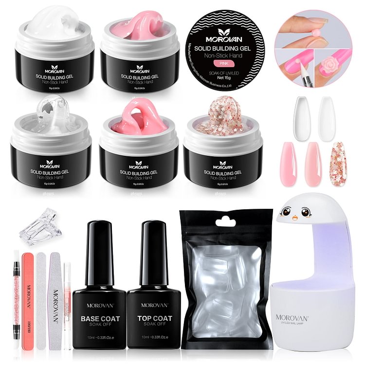 5 Colors 15g with Top Coat Base Coat Uv Lamp Solid Extension Nail Gel Starter Kit
