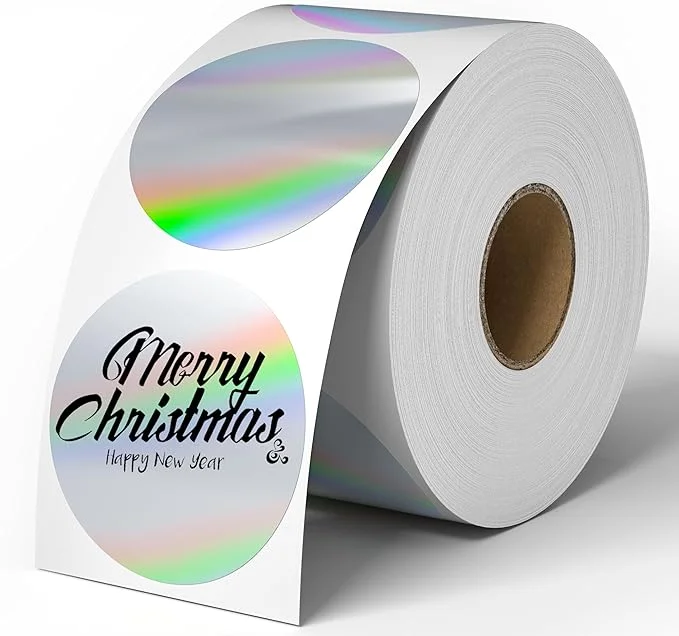 Round thermal label paper, diameter 2", printable rainbow round thermal label, self-adhesive thermal label sticker logo design-400 labels/1 roll