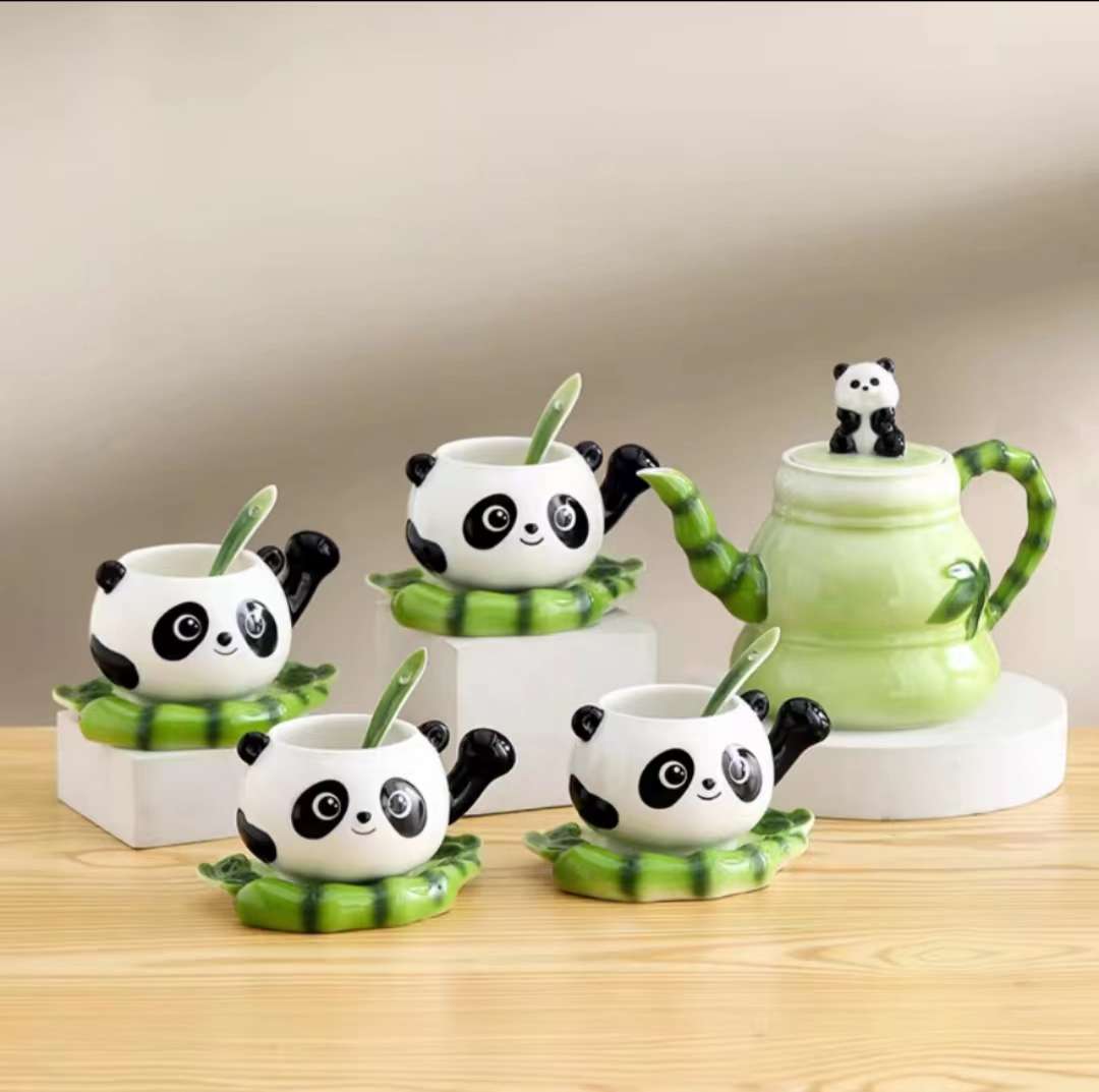 Chinese Style Panda Tea Sethand-painted Enamel Ceramic Coffee Tea