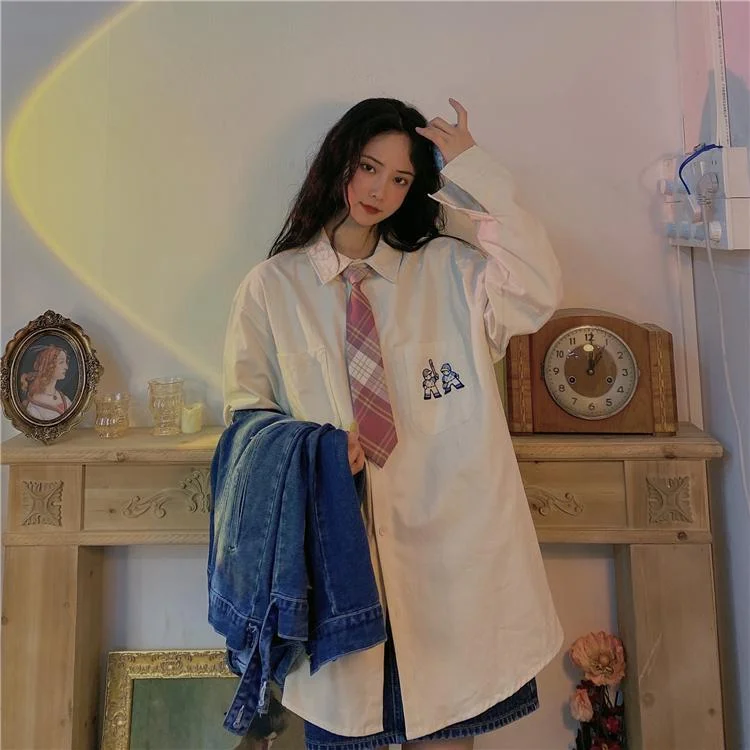 Korean Fashion Retro All-match Shirt TK028