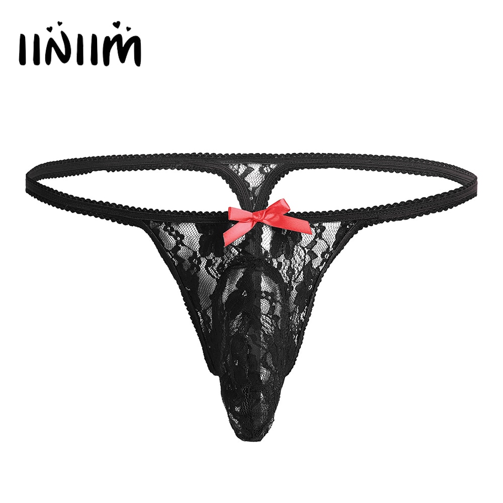 Billionm Men Lingerie Panties Lace See Through Bulge Pouch Open Butt