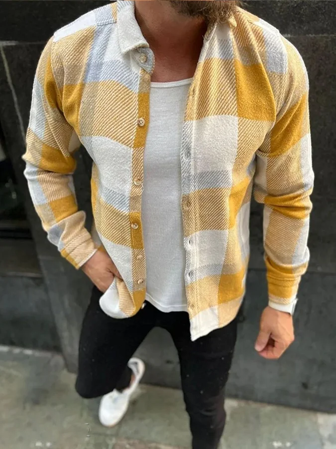 Men's Fall Classic Flannel Striped Jacket