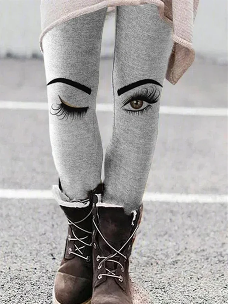 Christmas Cat Leaf High Waist Stretchy Winter Legging