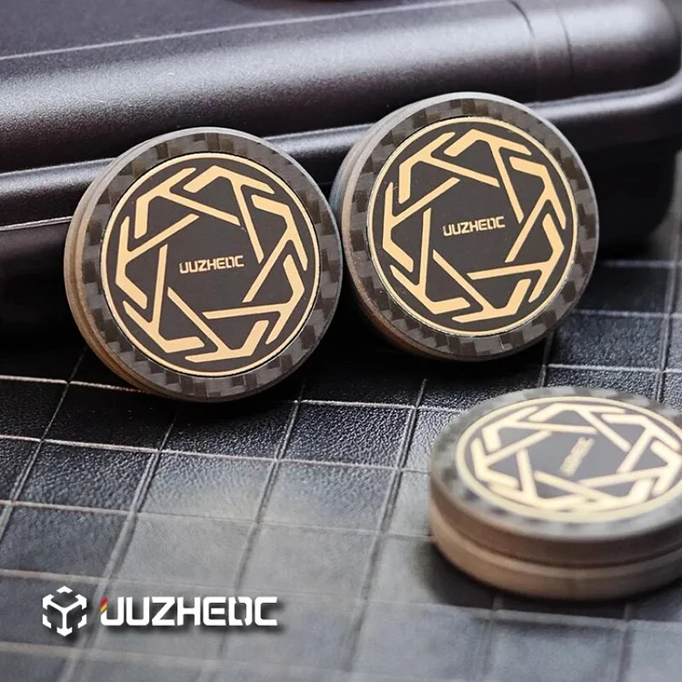 JUZENEDC Carbon Fiber Haptic Coin Metal Magnetic Decompression Push Slider EDC Fingertip Gyro