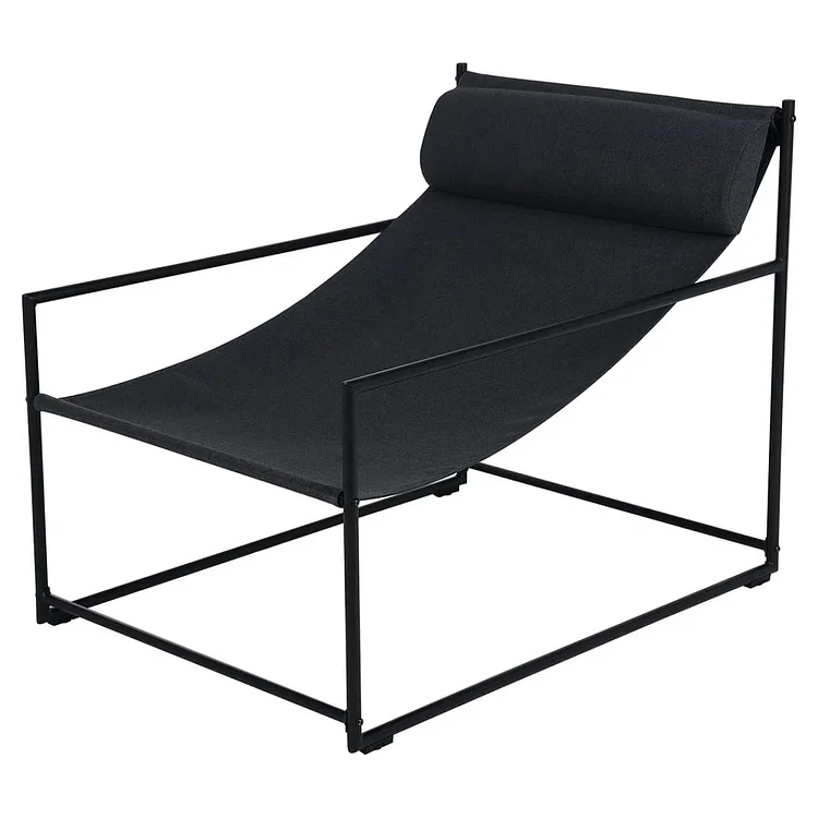 GRAND PATIO Outdoor Lounge Chair Steel Olefin Fabric Modern Sling Armchair Black