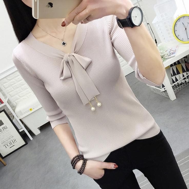 6 Colors Kawaii Pearl Bow Shirt SP1710690