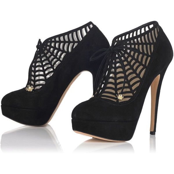 Spider Man Fashion Boots Web Lace up Stiletto Heel Booties |FSJ Shoes
