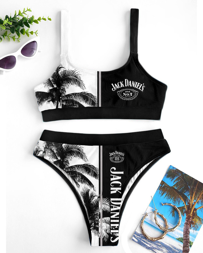 Jack Daniel s Casual Printed Bikini Set