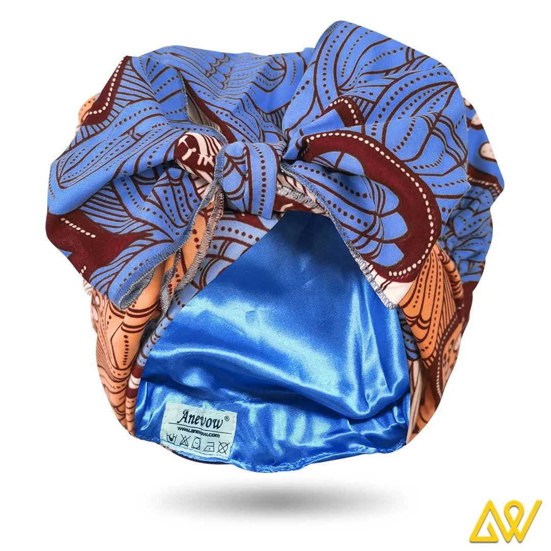 African Print Head Wrap With Satin-Lined(Romantic Autumn) -AW1844