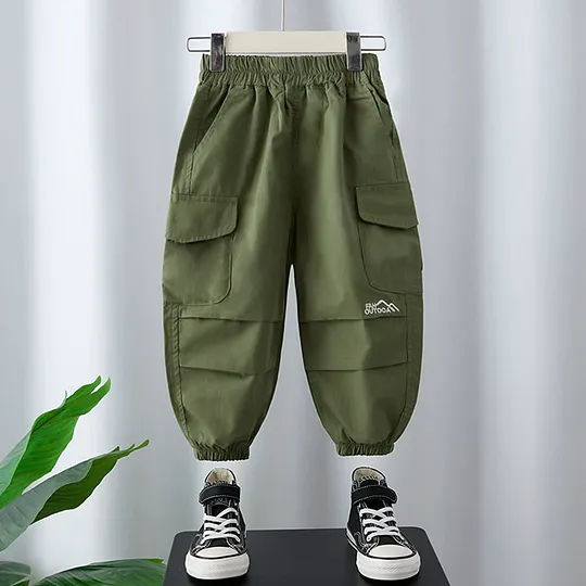 【18M-12Y】Boys Casual Solid Color Loose Cargo Pants