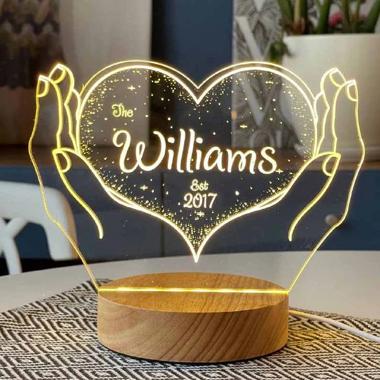 Personalized Heart Night Light 3D Illusion Lamp Romantic Gift
