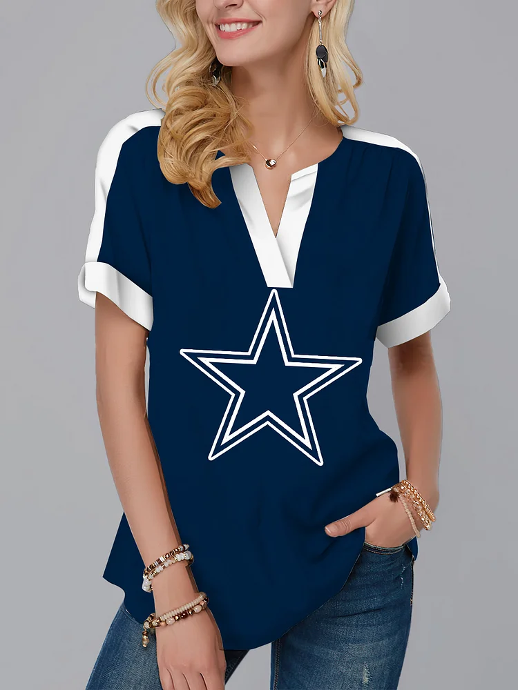 Dallas Cowboys  Fashion Short Sleeve V-Neck Shirt