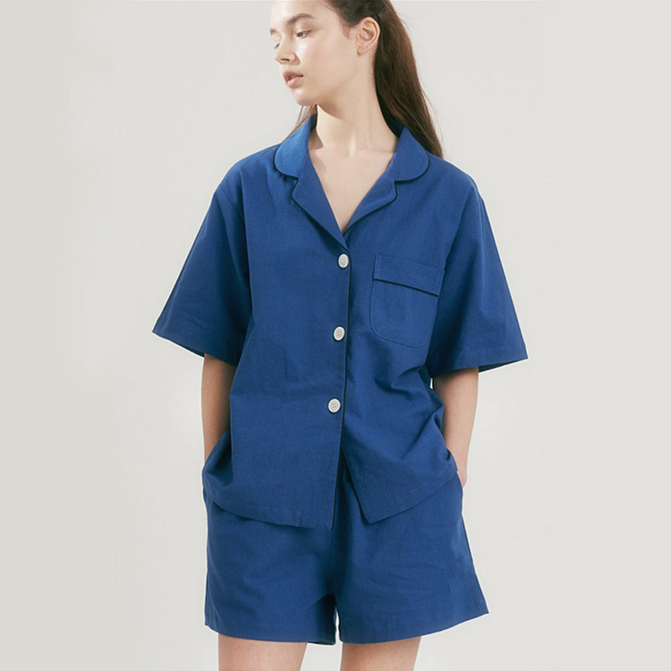 Women's Shirt and Shorts Linen Pajamas Sets-ChouChouHome