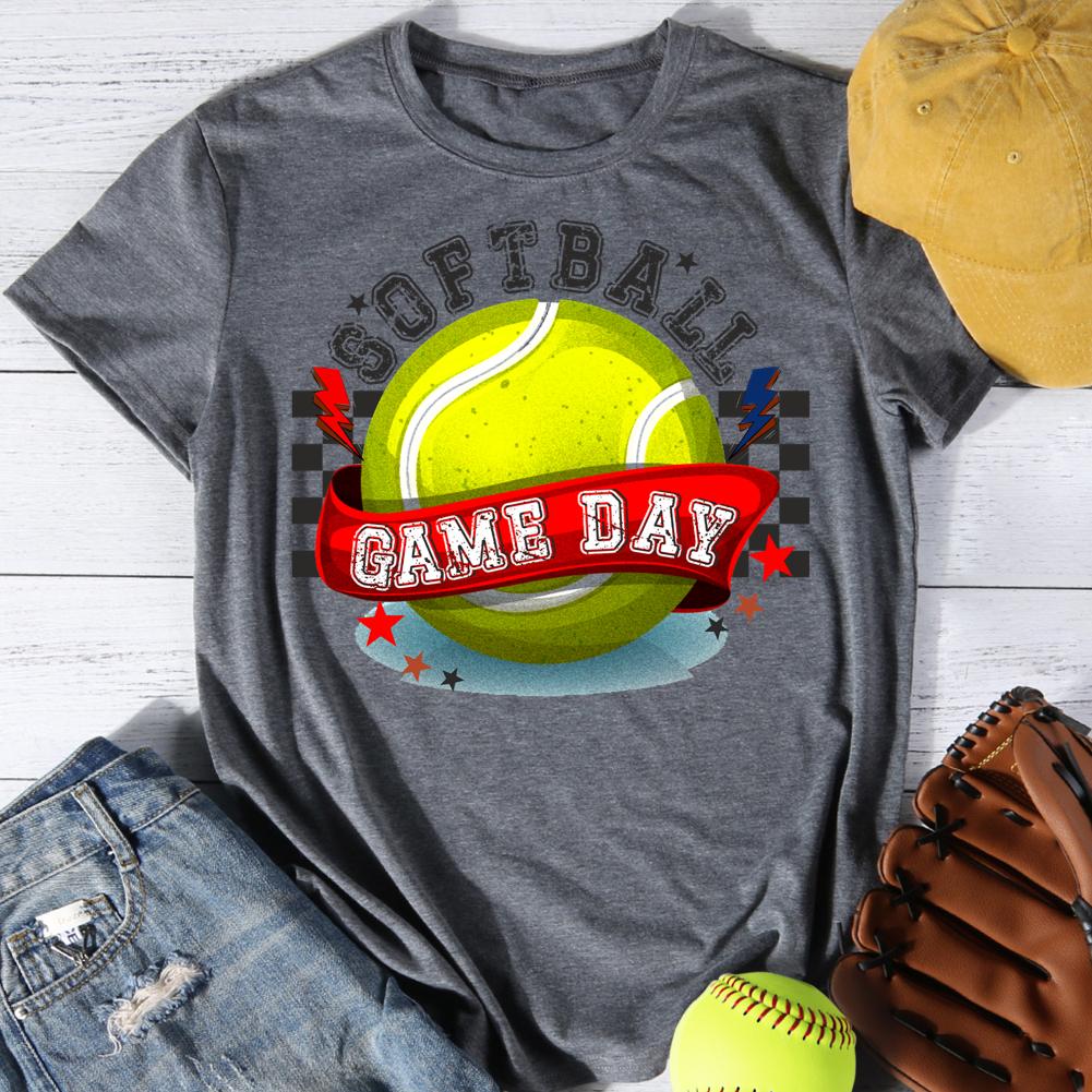 softball game day Round Neck T-shirt-0024346-Guru-buzz