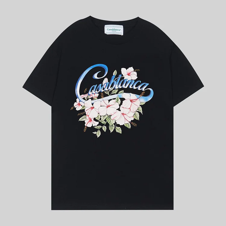 Man's clothing Summer Casablanca short sleeve casa Floral art letter print loose T-shirt_ ecoleips_old