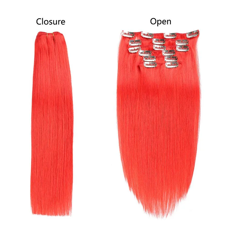 Straight Clip Ins Extension Red