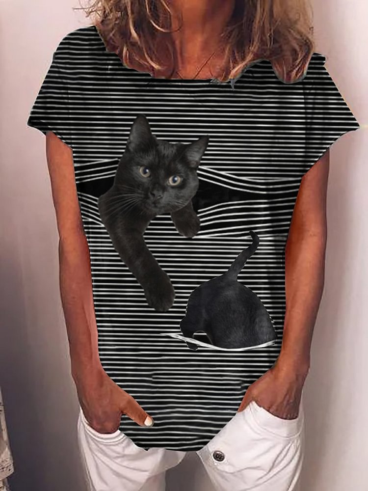 Bestdealfriday Cat Print Women Tshirt 10731673