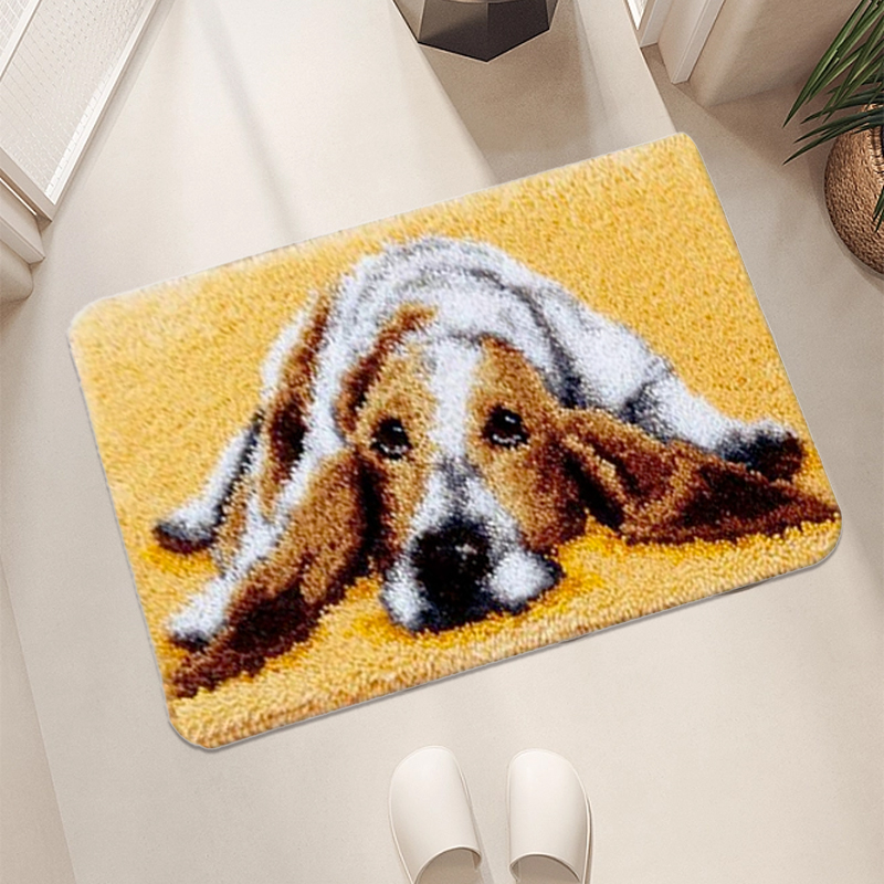 Beagle Dog Latch Hook Cushion Cover Kits for Adults Blank Canvas