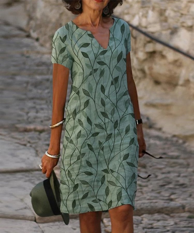 Knee Length Print Shift Dress