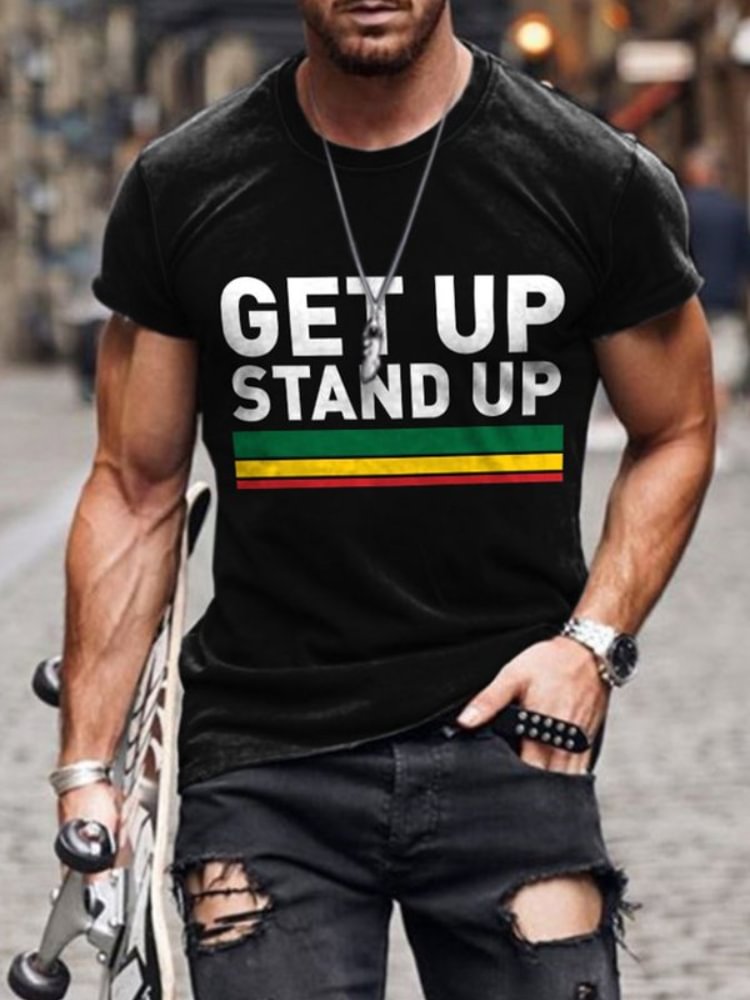 Reggae Rasta Get Up Stand Up Print Men's T Shirt