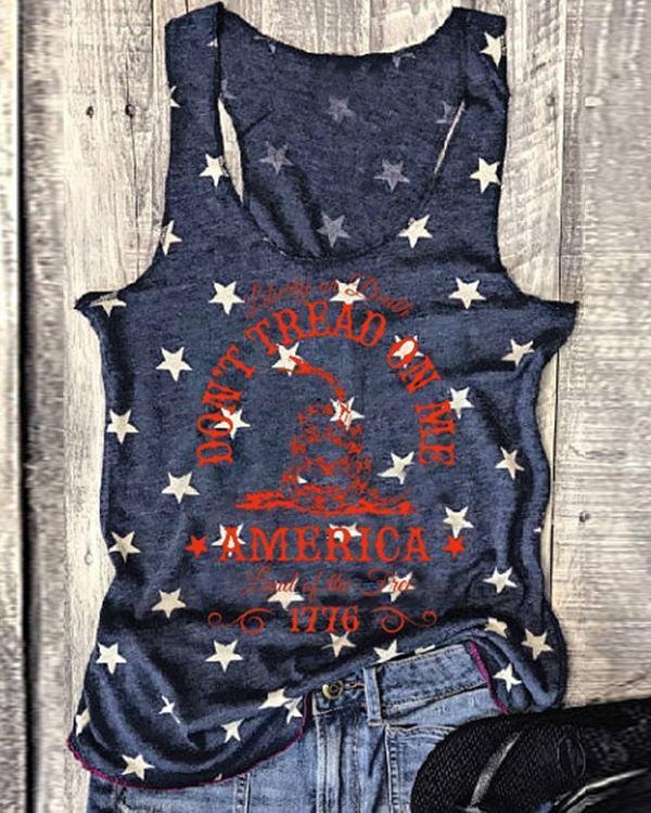 Women's Flag Letter Printed Sleeveless Vest Top T-shirt