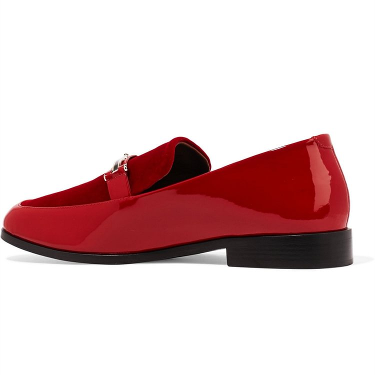 Red Mirror Leather Loafers for Women |FSJ Shoes