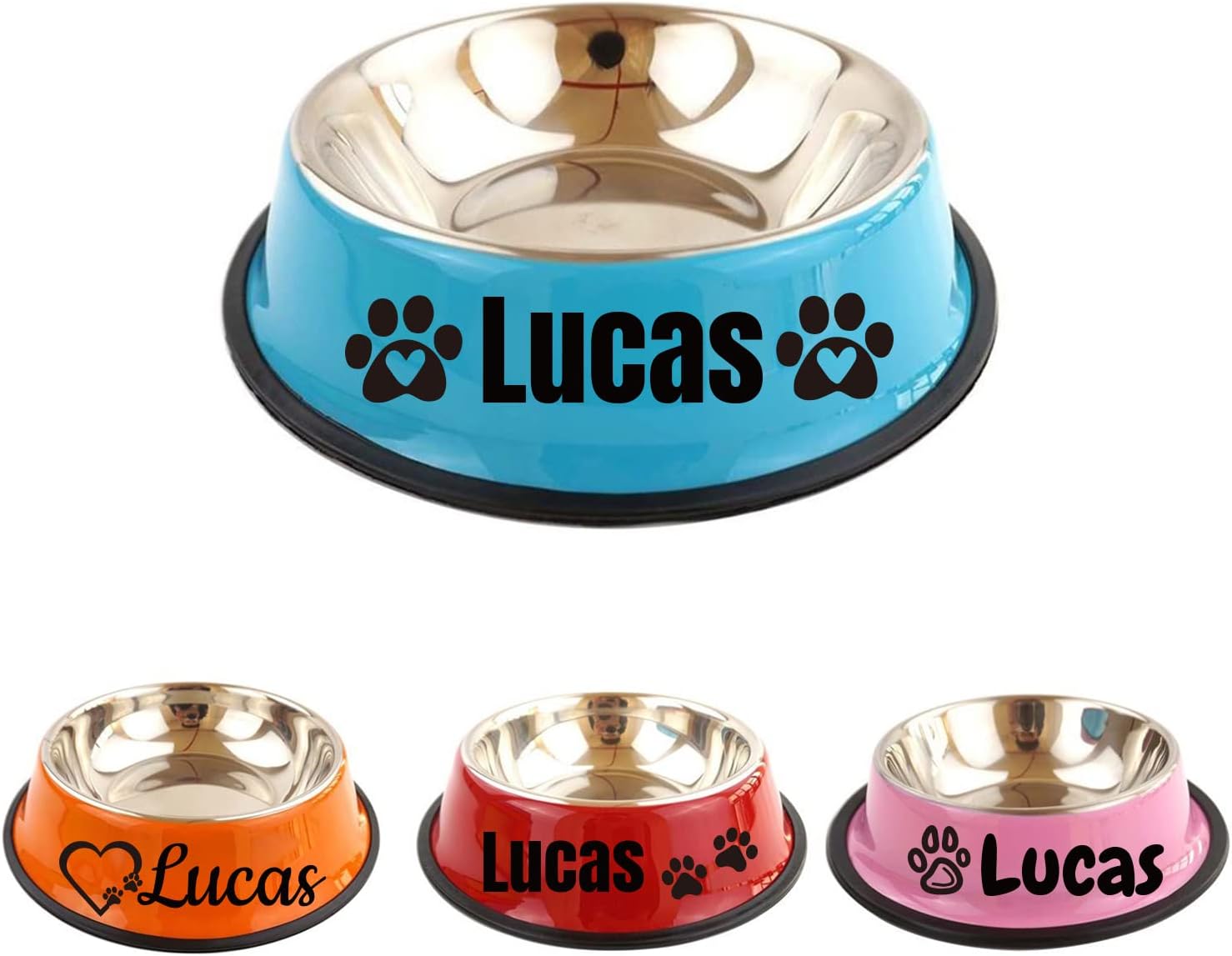 Stainless Steel Customized Pet Bowl Custom Pet Name Portrait Bowl- Prevents Food Spills,  Ideal for Cats and Dogs