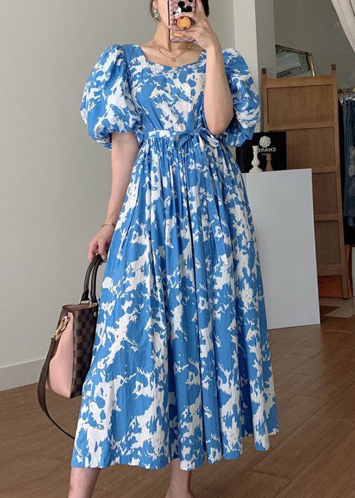 4510911 Blue Cotton Tie-Waist Shirt Dress main image 1