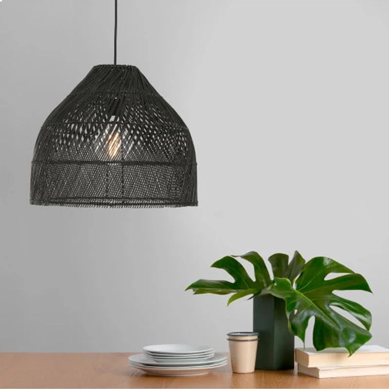 Coastal Rattan Woven Lampshade Pendant Light  For Indoor Decor
