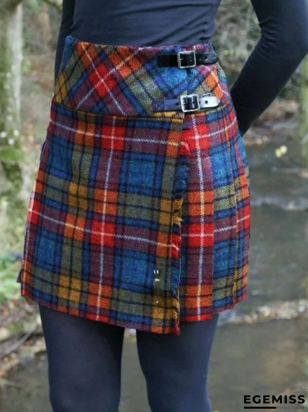 Casual Buttoned Checkered/plaid Vintage Skirt | EGEMISS