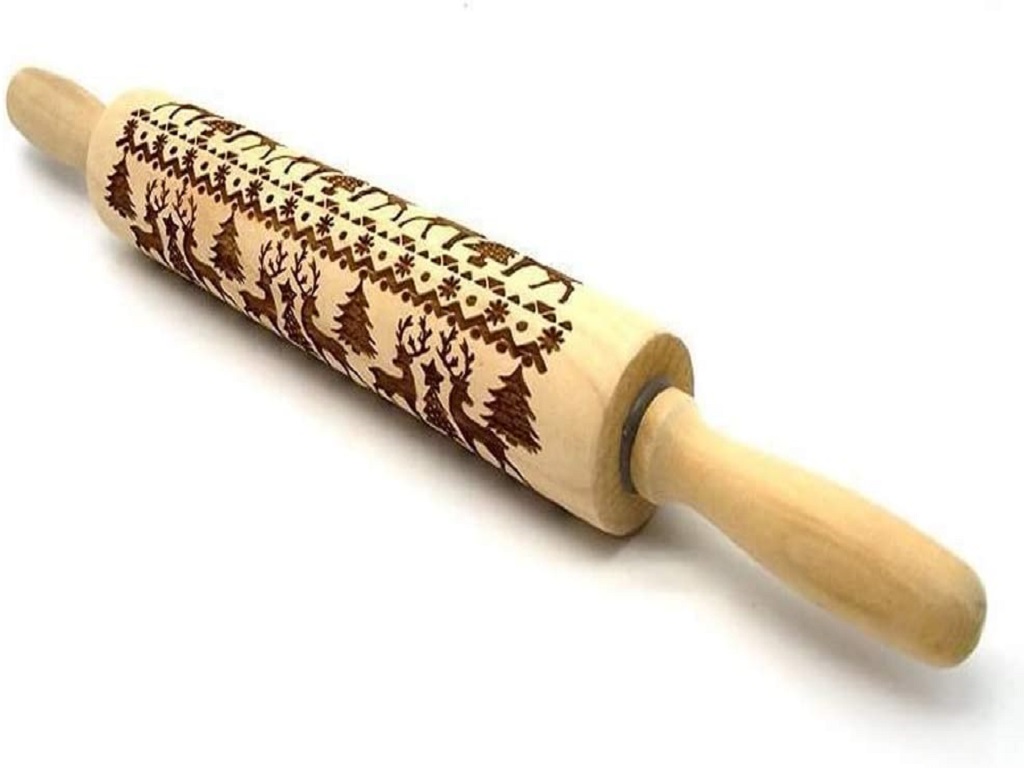 Christmas Print Wood Rolling Pin Cookie Engraved Roller Kitchen Baking Tool, 501 Original
Christmas Print Wood Rolling Pin Cookie Engraved Roller Kitchen Baking Tool, 501 Original