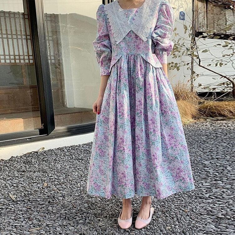 Christmas Gift Muti-Color Print Summer Woman Dress O Neck Pullover Casual Holiday Dresses for Women Long Sleeves A-Line Vestidos 2021 - BlackFridayBuys