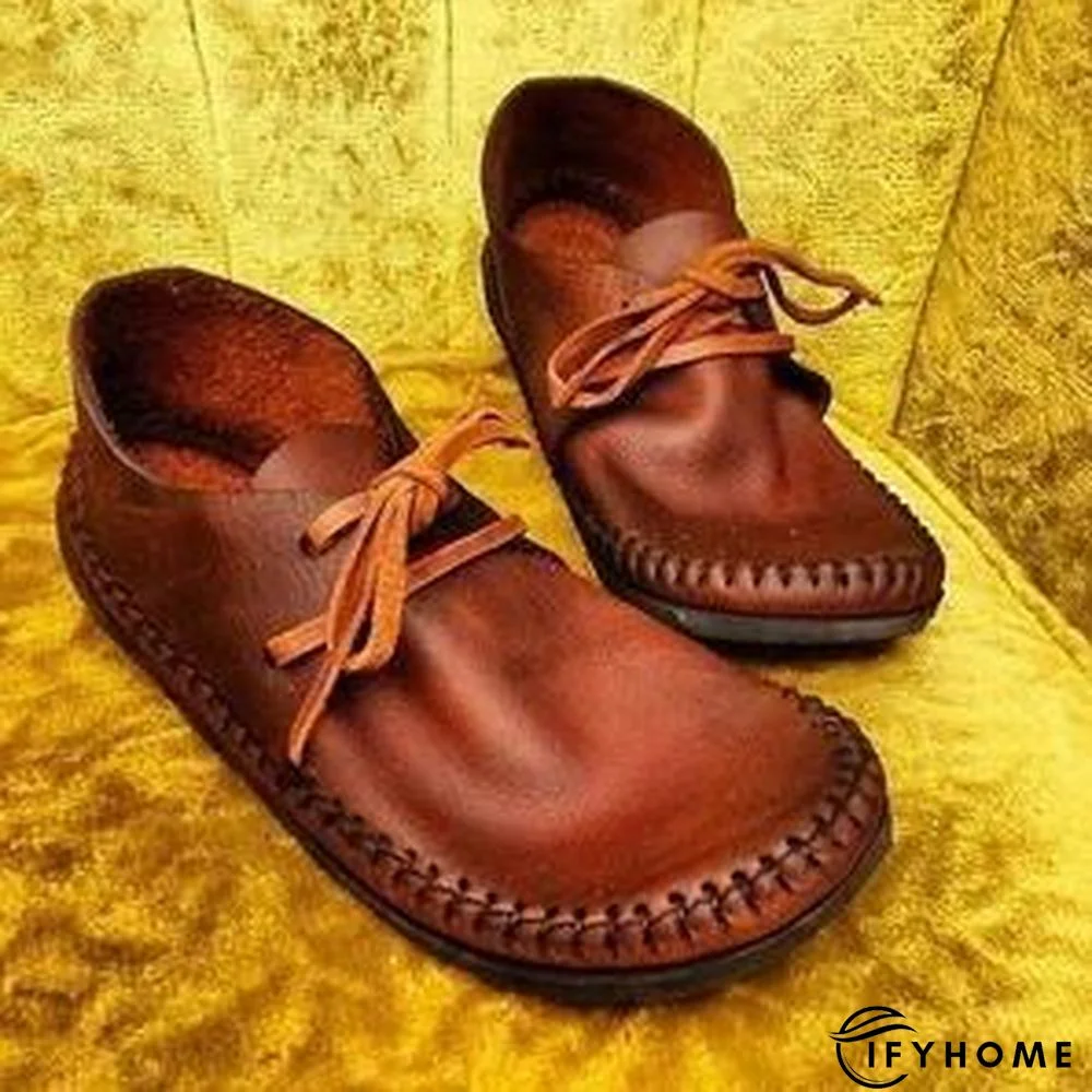Solid Color Vintage Handmade Flat Loafers | IFYHOME