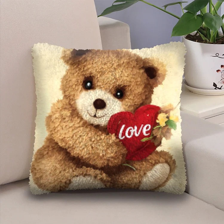 Happy Bear Latch Hook Pillow Kit for Adult, Beginner and Kid veirousa