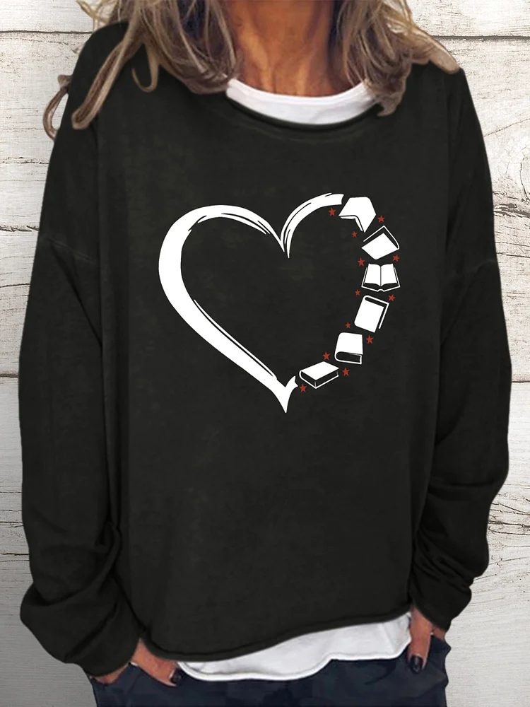 💯Crazy Sale - Long Sleeves -Books Heart Sweatshirt-601487