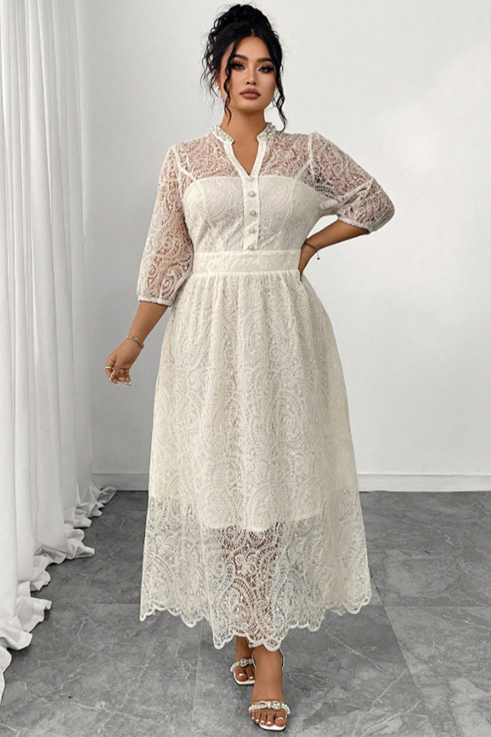 plus size beige maxi dress Momyknows Beige Ruched Wrap Draped High Neck Sleeveless Bodycon Chic Going Out Maternity Photoshoot Baby Shower Maxi Dress Beige / S main image 0