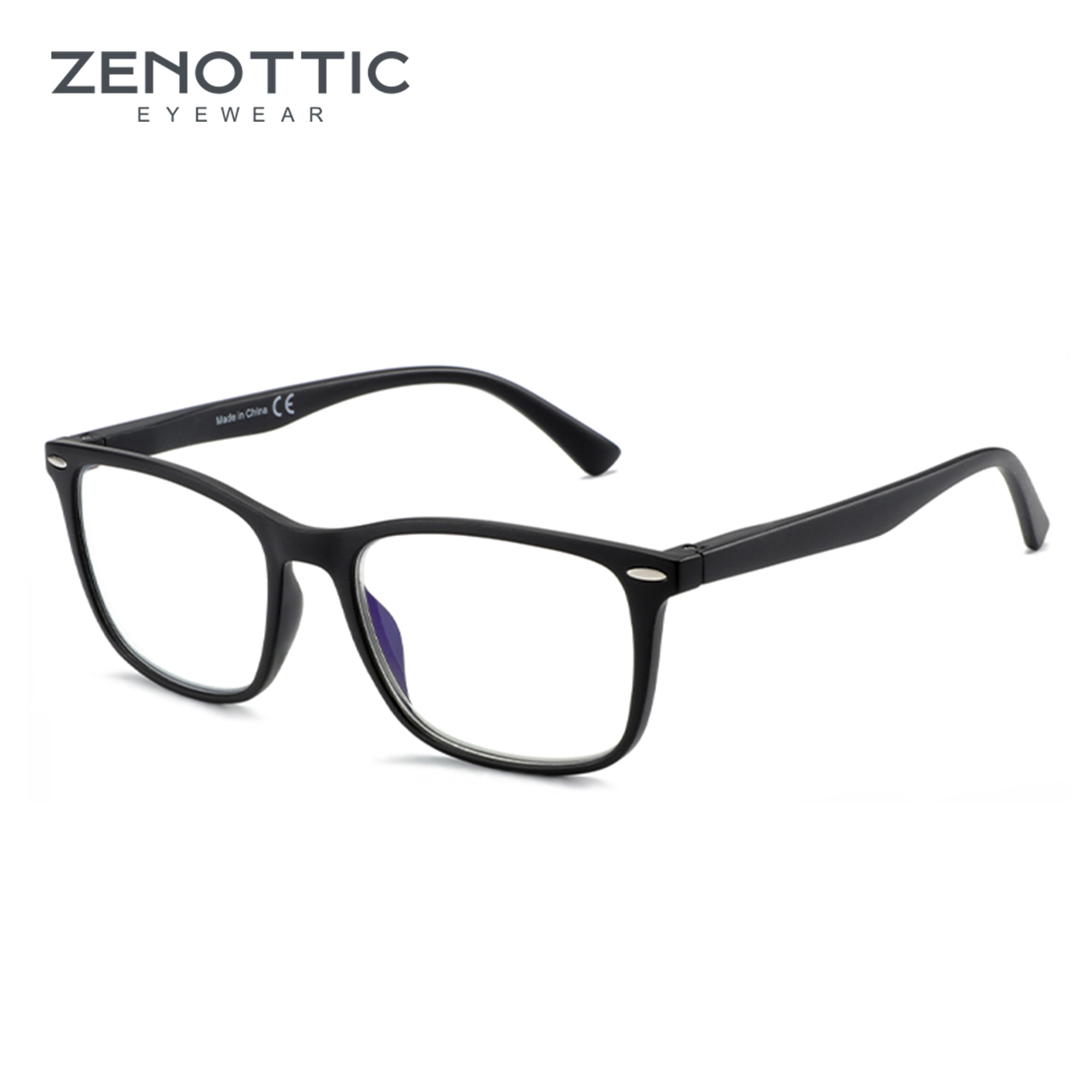 ZENOTTIC Reading Glasses For Men And Women: Blue Light Large Square Classic Eyeglasses - Computer Readers Glasses Black Frame 0.00 Dioptres