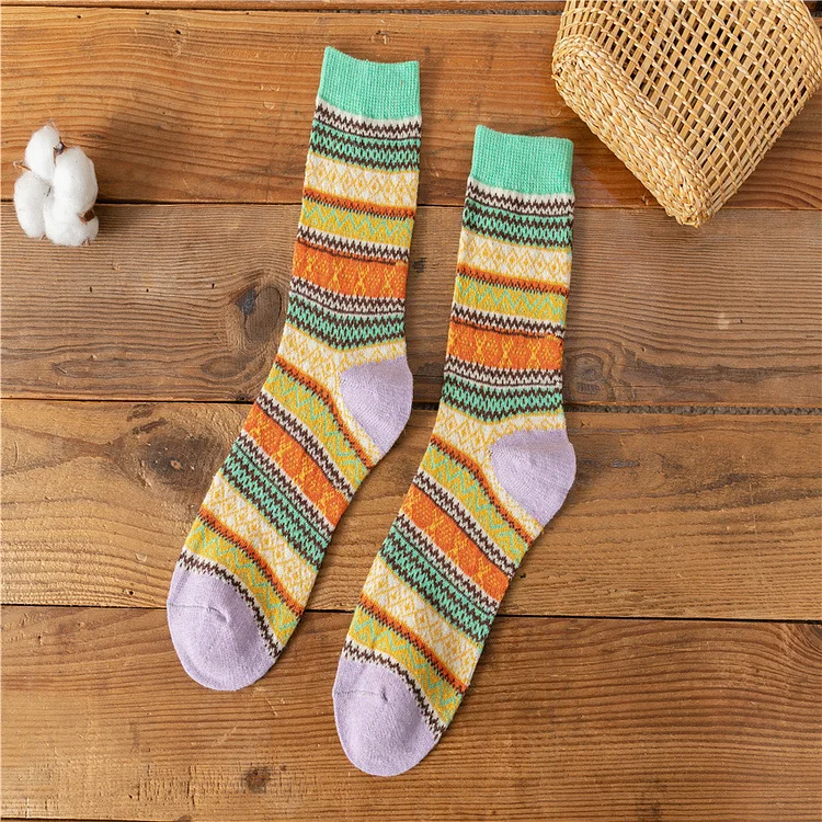 VChics Retro Rabbit Wool Ethnic Style Mid Tube Socks