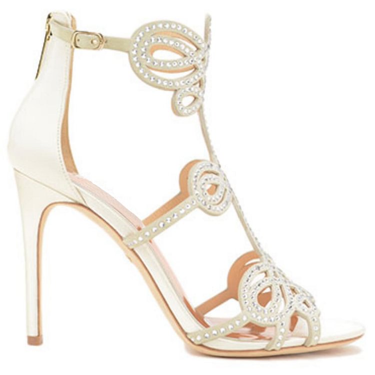 Champagne Satin Rhinestone Wedding Sandals for Bride |FSJ Shoes