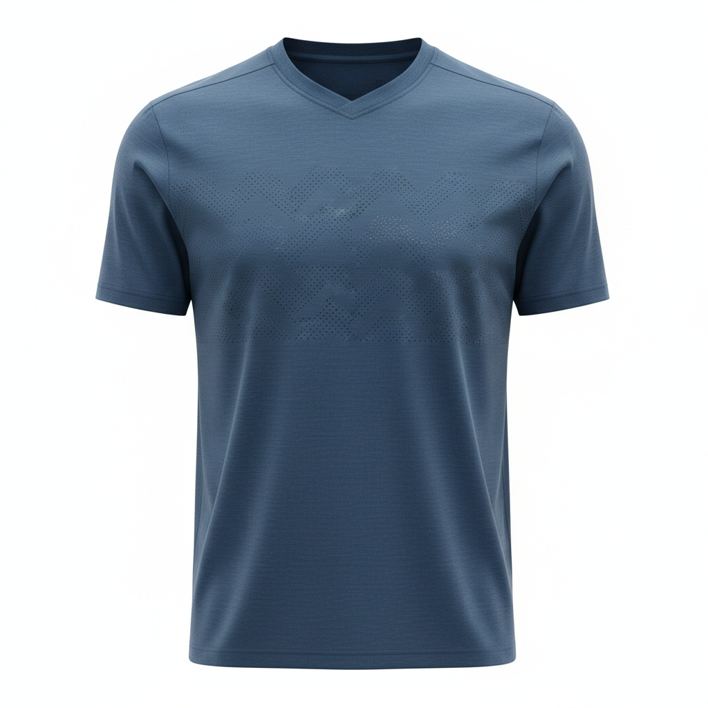 thesupersurf Blue V-neck Performance T-shirt with Breathable Design