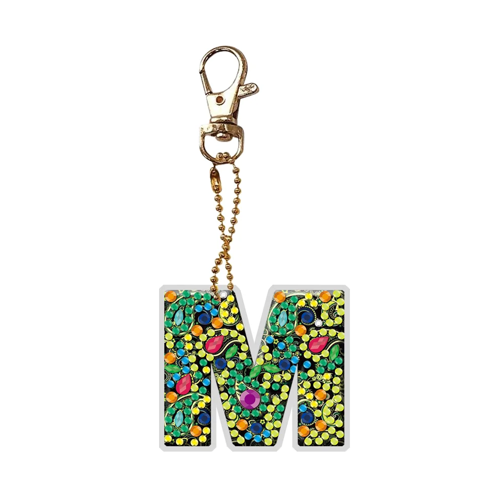 DIY Handmade Gem Keychains Letters Lady Bag Pendant