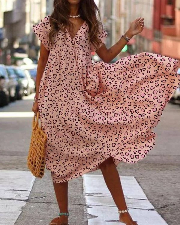 Pink Holiday A-Line Printed Dresses