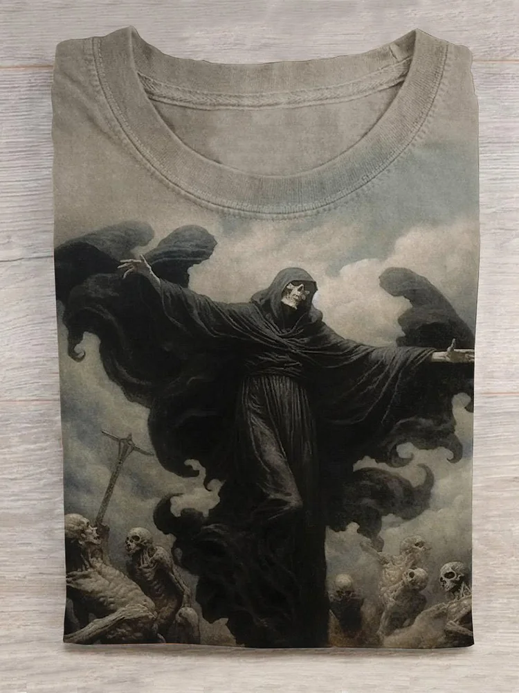 Unisex Halloween Grim Reaper Artistic T-shirt
