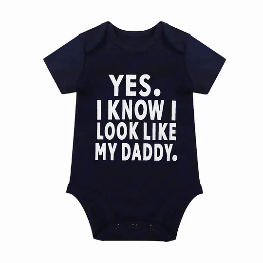 【0M-24M】Adorable Baby Bodysuit With "Yes, I Know I Look Like My Daddy" Print