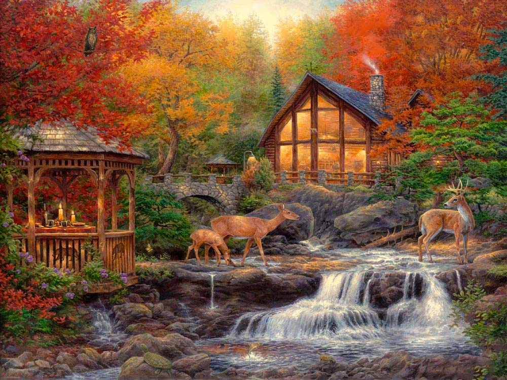 AB Diamond Painting - Full Round - Scenery Forest Deer (50*70cm)