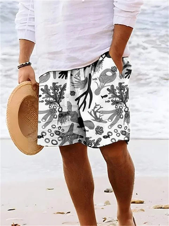 Beach Shorts Casual Loose Shorts Men's Summer Printed Shorts Blue Green Gray S M L XL 2XL 3XL 4XL 5XL-JRSEE