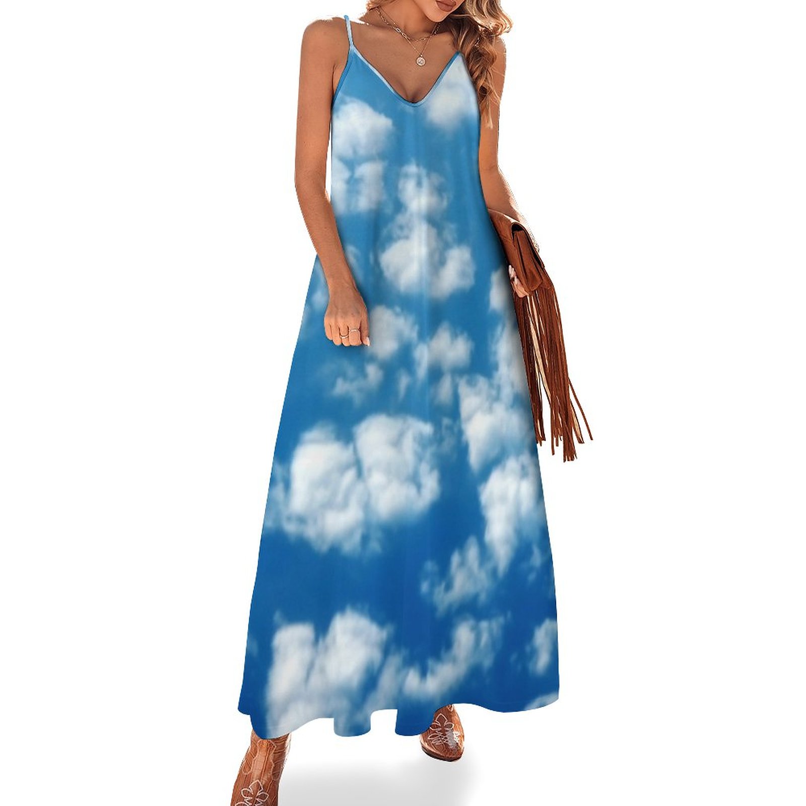 flowy strappy dress Mindy Backless Maxi Dress Natural/Black / S/M main image 0