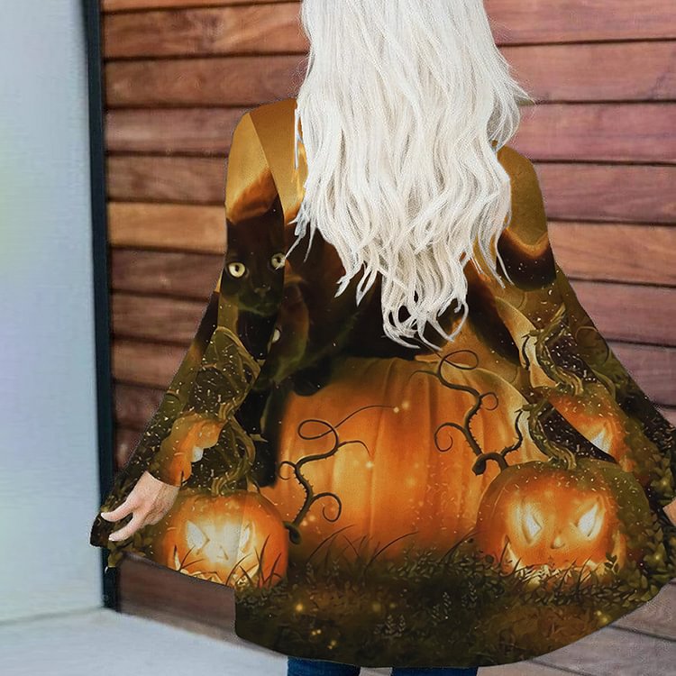 Casual Cat Jack-O-Lantern Cardigan