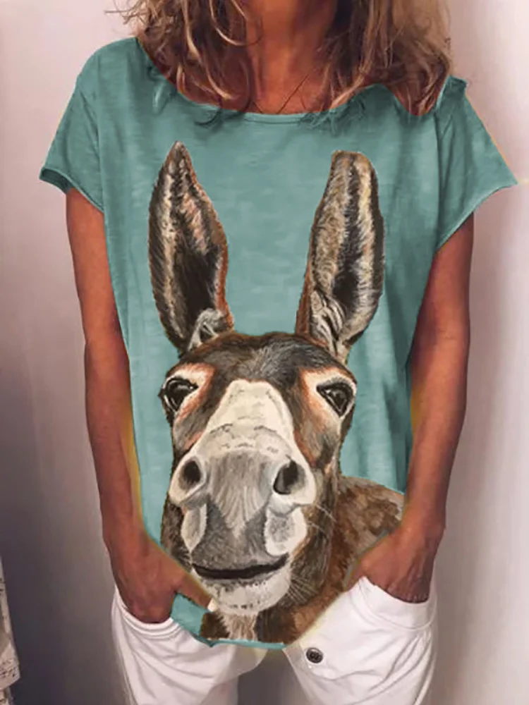 Funny Donkey Print Comfy T Shirt